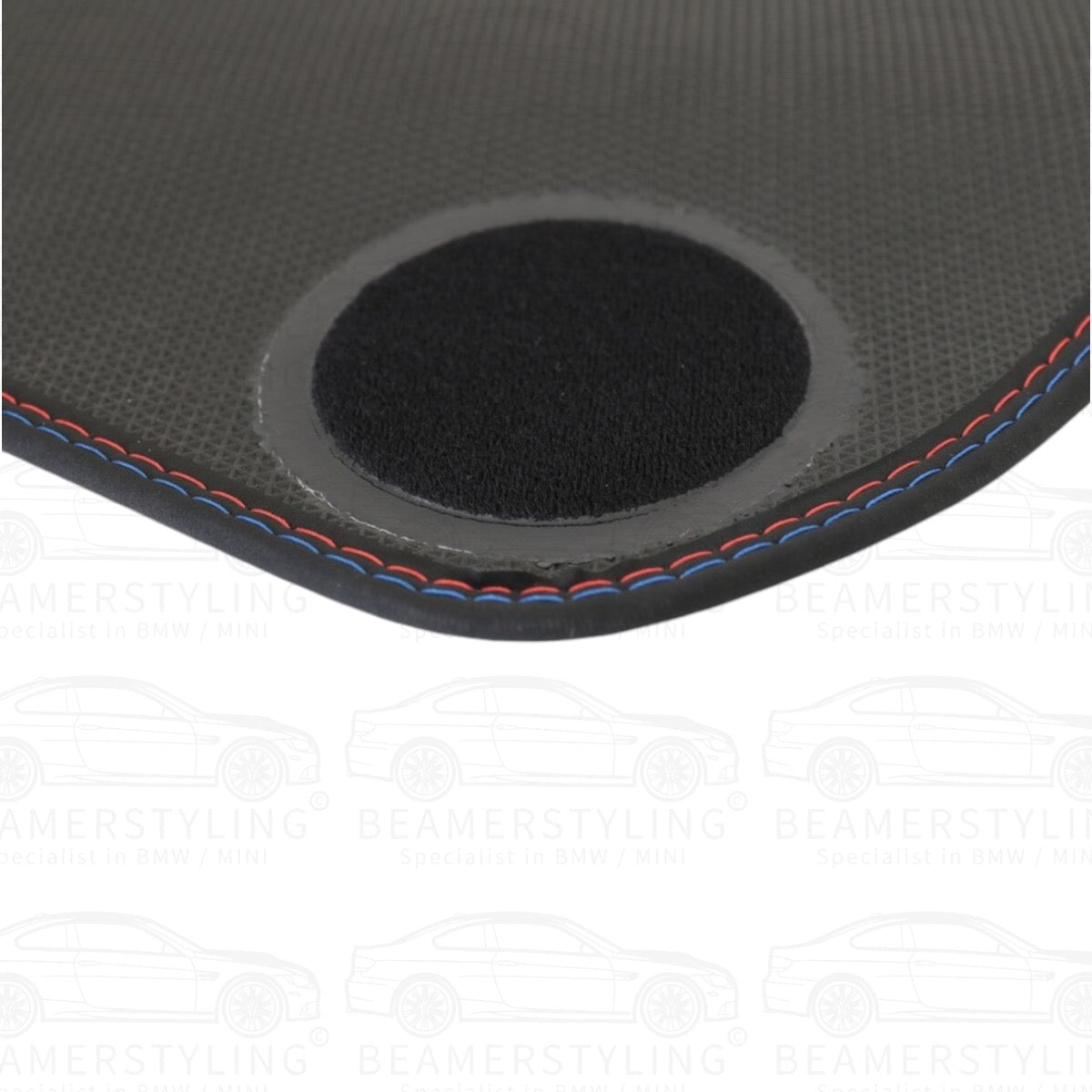 Premium Vloermatten - BMW 5 Serie E60 / E61 - Blauw/Rode Stiksels - Velours | 2003 - 2010 - Beamerstyling.nl