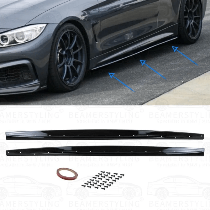 Side Skirt Extensions - BMW F32 / F33 / F36 - Hoogglans Zwart | 13 - 21 - Beamerstyling.nl