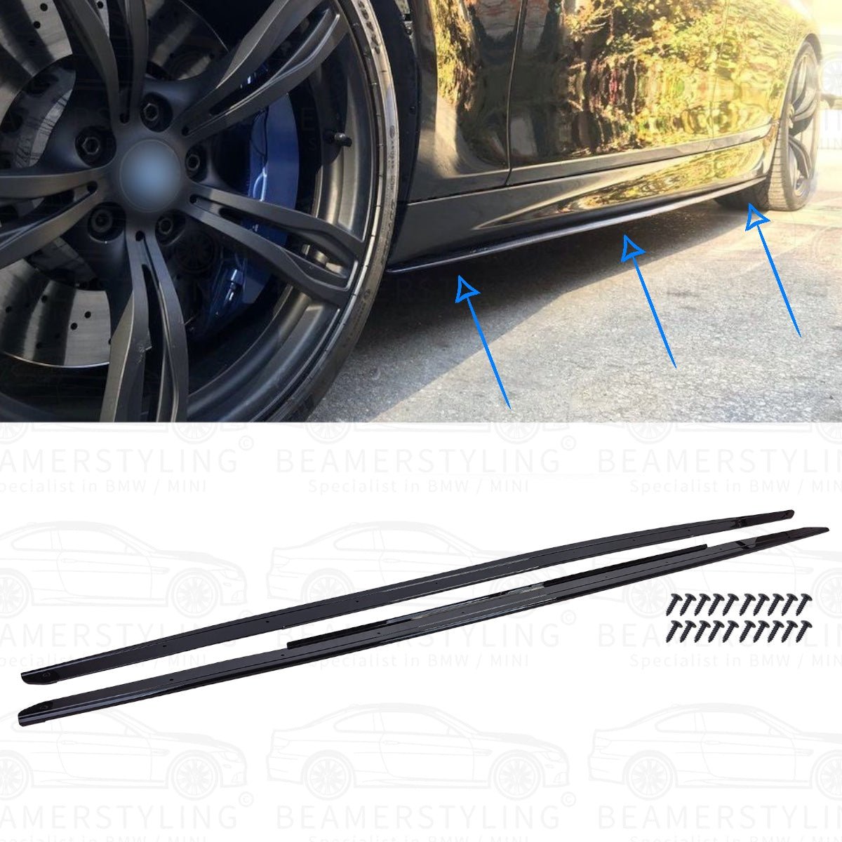 Side Skirts Extensions - BMW 5 Serie F10 / F11 - Hoogglans Zwart | 10 - 17 - Beamerstyling.nl