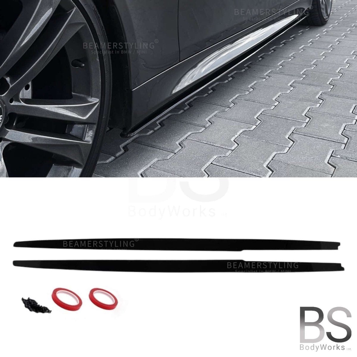 Side Skirts Extensions - BMW E60 / E61 - M Pakket - Hoogglans Zwart | 03 - 10 - Beamerstyling.nl