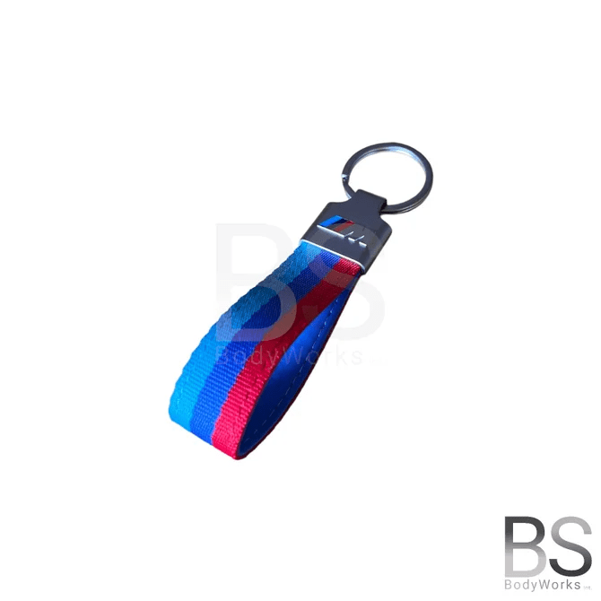 Sleutelhanger - BMW M Design - Blauw / Rode Stiksels - Beamerstyling.nl