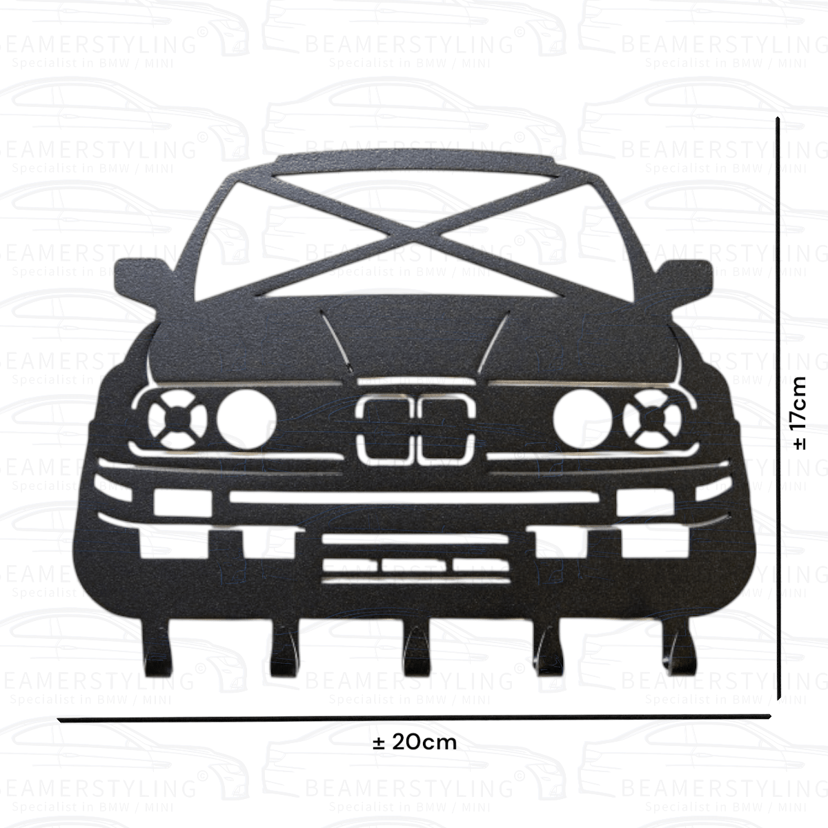 Sleutelrek - BMW E30 - Staal - Zwart | ±20x17cm - Beamerstyling.nl