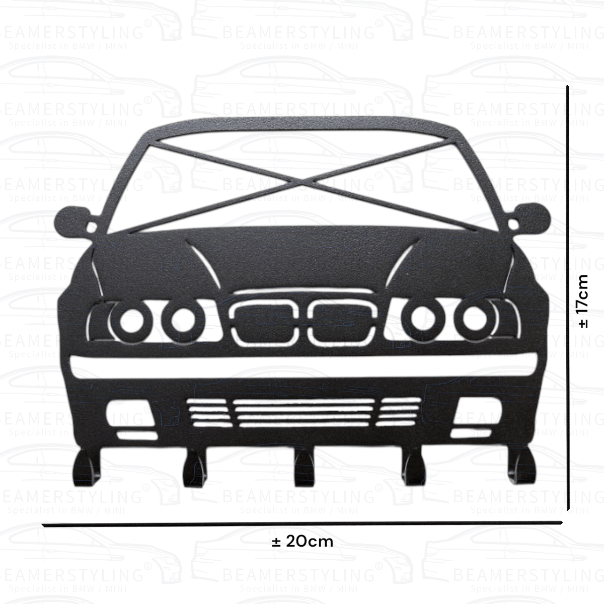Sleutelrek - BMW E34 - Staal - Zwart | ±20x17cm - Beamerstyling.nl