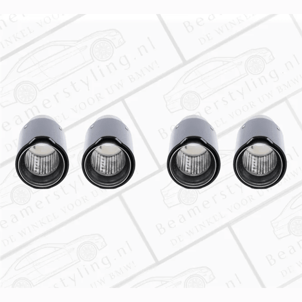 Uitlaat Sierstuk 4X - BMW E81 / E87 / E82 / E88 - Carbon Zwart - 90Mm - Beamerstyling.nl