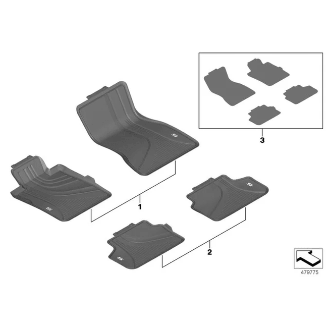 Vloermatten - BMW 5 Serie G30 / G31 - All - Weather | Origineel BMW — Complete Set (Voor+Achter) - Beamerstyling.nl