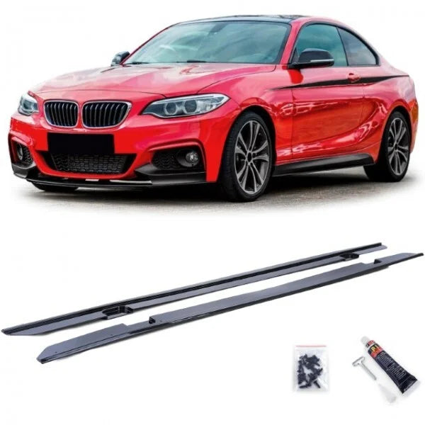 BMW 2 Serie Side Skirt Diffusers / Aanzet Delen Glanzend Zwart F22 / F23 2013-2017