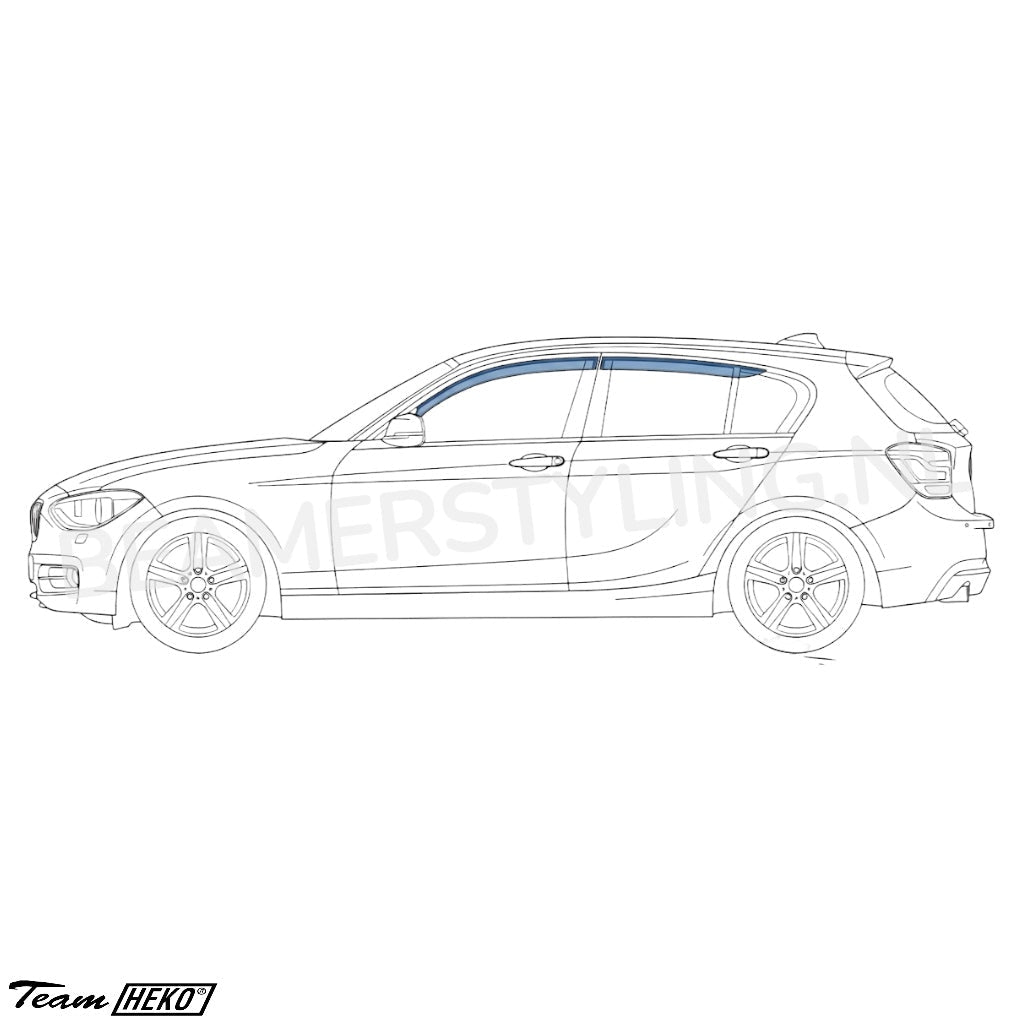 Zijwindschermen - BMW 1 Serie F20 - V + A ramen - Dark Smoke | Heko - Beamerstyling.nl
