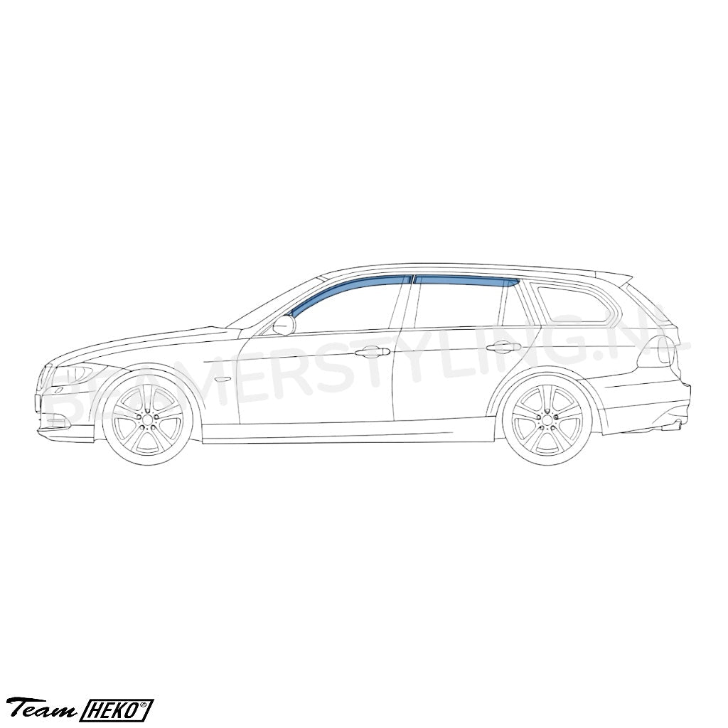 Zijwindschermen - BMW 3 Serie E91 Touring - V + A ramen - Dark Smoke | Heko - Beamerstyling.nl